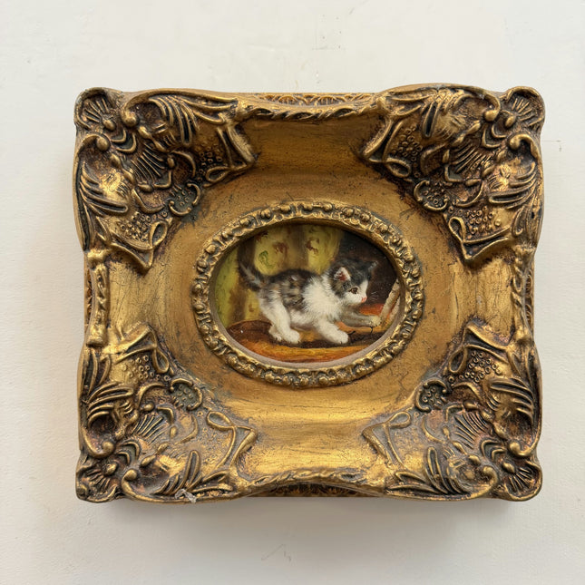 Refined Animals Oil Painting "Playful Kitten" Traditional Small Art Holland Art Shop