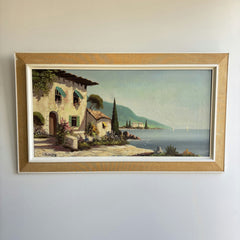 Traditional Seascape Oil Painting "Coastal Villa" Expressive Large Art Holland Art Shop