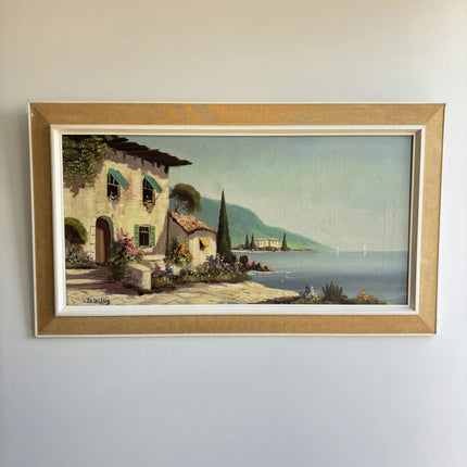 Traditional Seascape Oil Painting "Coastal Villa" Expressive Large Art Holland Art Shop