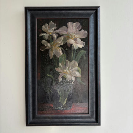 Expressive Oil Painting "White Irises" Handcrafted Artwork Holland Art Shop