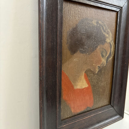 Timeless Portrait Oil Painting "Womans Profile" Rustic Small Art Holland Art Shop