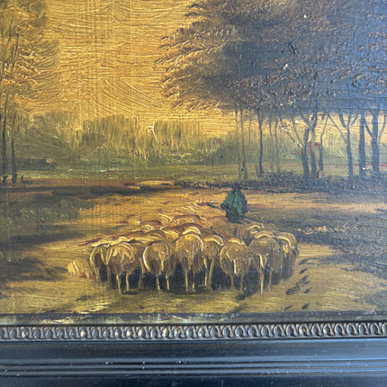 Vintage Animals Oil Painting "Shepherd And Sheep" Original Artwork Holland Art Shop