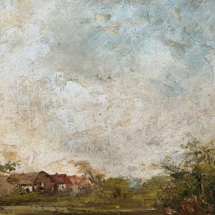 Traditional Landscape Oil Painting "Riverside Trees" Refined Large Artwork Holland Art Shop