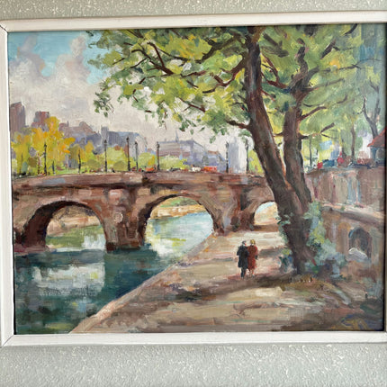 Elegant Cityscape Oil Painting "Stone Bridge" Handcrafted Art Holland Art Shop