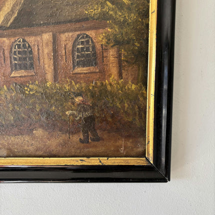 1933 Church Interior Oil Painting "Church Steeple" Belgium Art Holland Art Shop