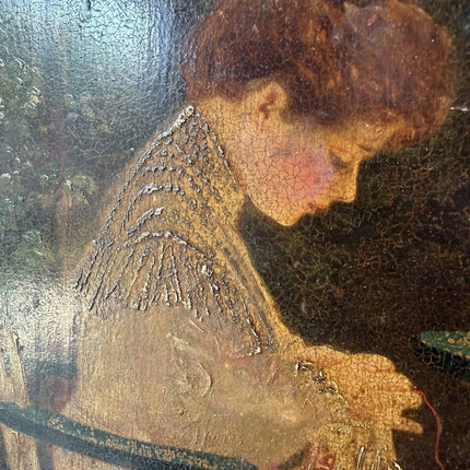 Antique Portrait Oil Painting "Seated Woman" Original Artwork Holland Art Shop