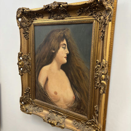 Antique Portrait Oil Painting "Young Woman" Traditional Artwork Holland Art Shop