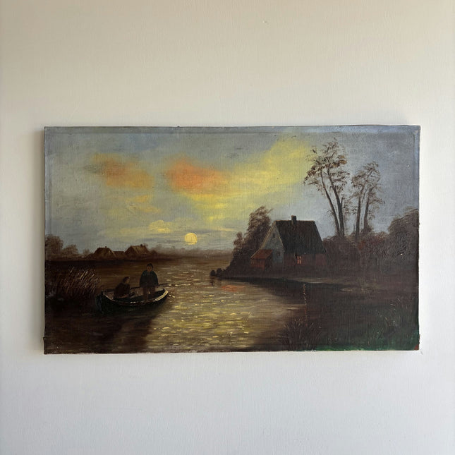 Expressive Landscape Oil Painting "Fishing Boat" Timeless Artwork Holland Art Shop