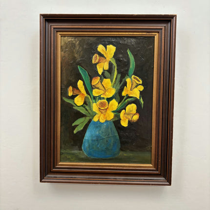 Original Floral Still Life Oil Painting "Yellow Vase" Elegant Artwork Holland Art Shop