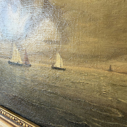 Remarkable Oil Painting Seascape "Sailing Vessels" Original Small Art Holland Art Shop