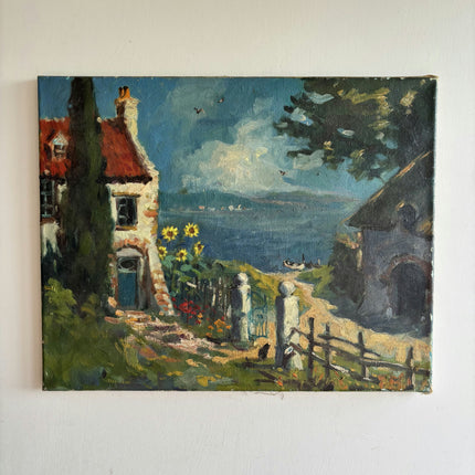 Handcrafted Seascape Oil Painting "Seaside Cottage" Traditional Artwork Holland Art Shop