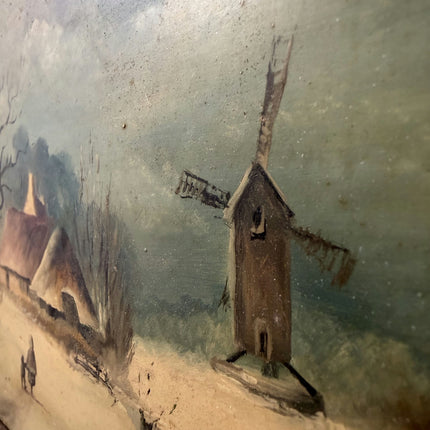 19th Century Antique Winter Landscape Oil Painting "Gilded Frame" Small Art Holland Art Shop