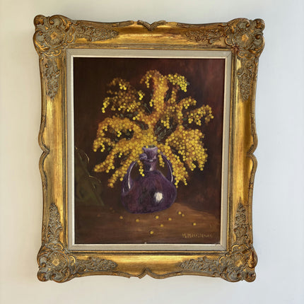 Expressive Floral Still Life Oil Painting "Purple Vase" Elegant Artwork Holland Art Shop
