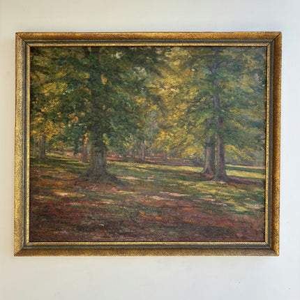 Timeless Landscape Oil Painting "Sunlit Trees" Rustic Artwork Holland Art Shop