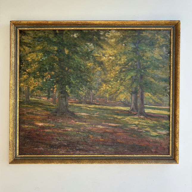 Timeless Landscape Oil Painting "Sunlit Trees" Rustic Artwork Holland Art Shop