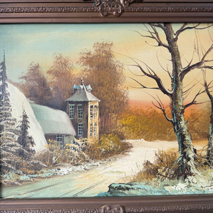 Original Landscape Oil Painting "Snowy Cottage" Refined Artwork Holland Art Shop