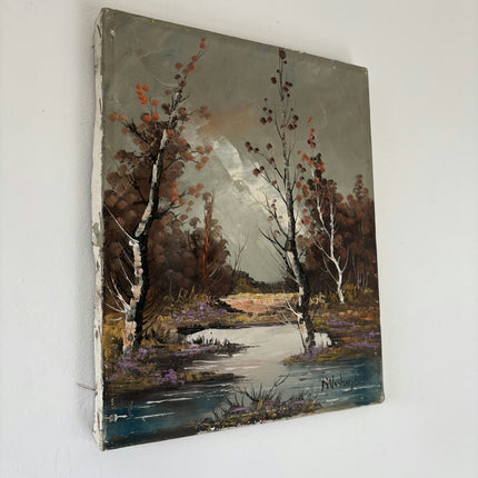 Authentic Landscape Oil Painting "Silver Birch" Refined Small Artwork Holland Art Shop