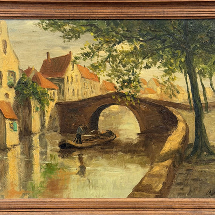 Original Scenery Oil Painting "Stone Bridge" Detailed Artwork Holland Art Shop