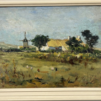 Detailed Farm Oil Painting "Thatched Cottage" Refined Small Art Holland Art Shop