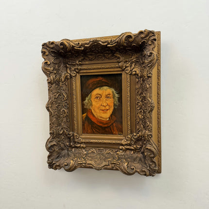 Original Portrait Oil Painting "Wood Grain" Classic Small Artwork Holland Art Shop