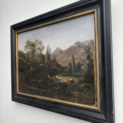 19th Century Antique Landscape Oil Painting "Wooded Valley" Small Art Holland Art Shop