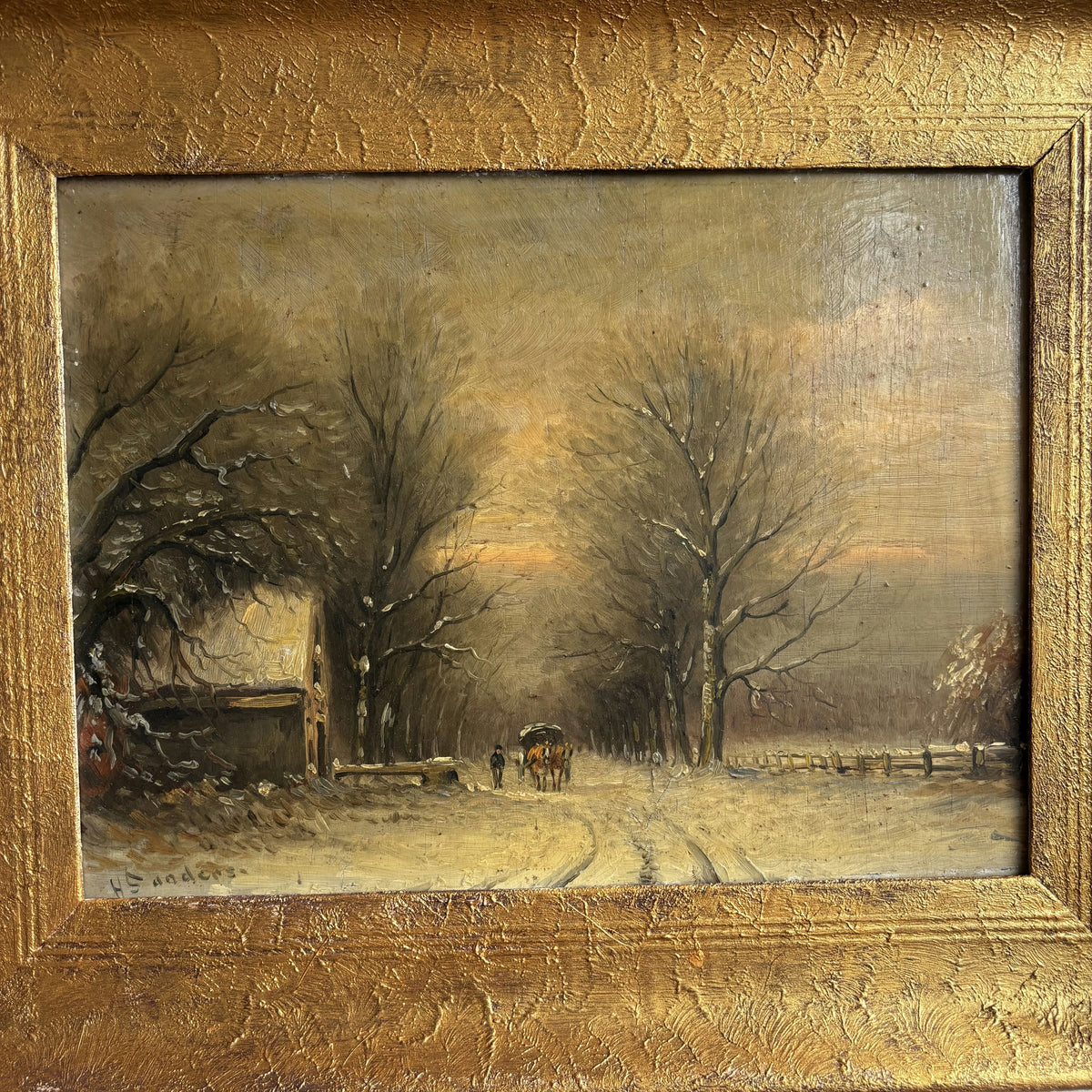 Authentic Winter Landscape Oil Painting 