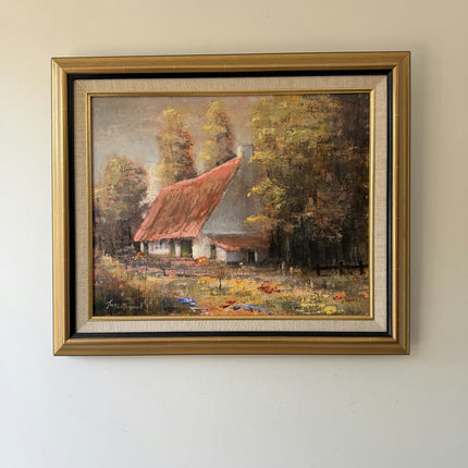 Rustic Farm Oil Painting "Red Roof" Refined Artwork Holland Art Shop