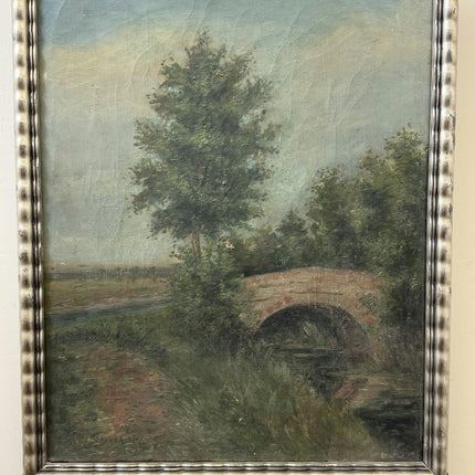 1907 Antique Landscape Oil Painting "Tall Tree" Artwork Holland Art Shop
