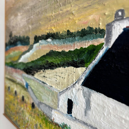 Refined Seascape Oil Painting "White Cottage" Classic Artwork Holland Art Shop