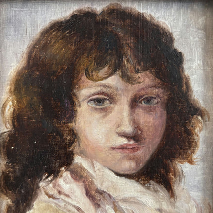 1925 Antique Interior Oil Painting "Young Boy" Small Artwork Holland Art Shop