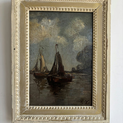 Traditional Harbor Scene Oil Painting "Sailing Boat" Expressive Dutch Artwork Holland Art Shop