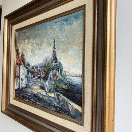 Detailed Cityscape Oil Painting "Framed Painting" Rustic Large Artwork Holland Art Shop