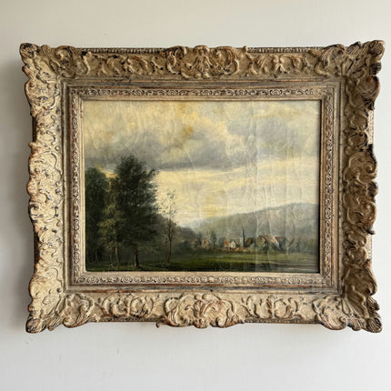 Antique Landscape Oil Painting "Ornate Frame" Handcrafted Art Holland Art Shop