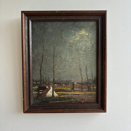 Rustic Landscape Oil Painting "Seated Woman" Detailed Small Art Holland Art Shop