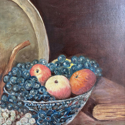 Refined Still Life Oil Painting "Fruit Bowl" Vintage Artwork Holland Art Shop