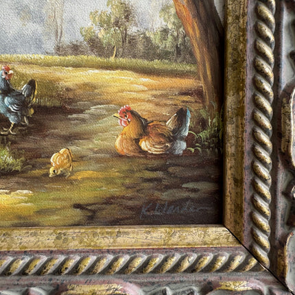 Traditional Animals Oil Painting "Ornate Frame" Authentic Small Artwork Holland Art Shop