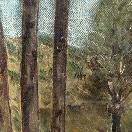 Vintage Landscape Oil Painting "Row Of Trees" Classic Small Artwork Holland Art Shop