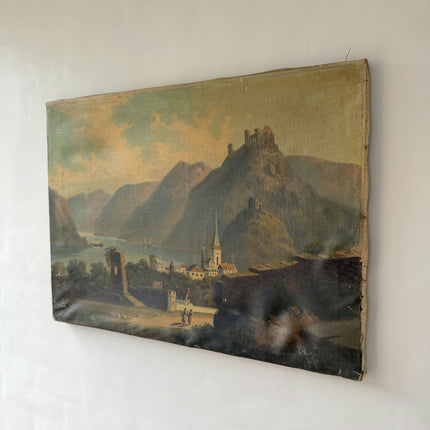 Antique Oil Painting "Hilltop Castle" Elegant Art Holland Art Shop