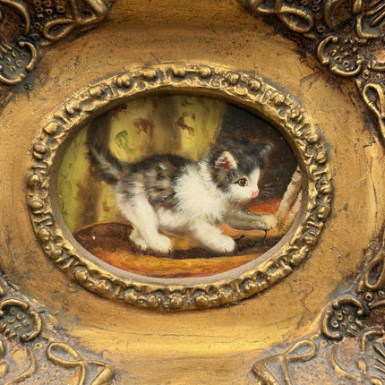 Refined Animals Oil Painting "Playful Kitten" Traditional Small Art Holland Art Shop