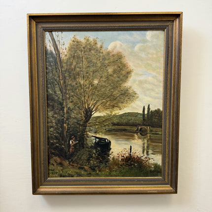 Expressive Landscape Oil Painting "Riverside Tree" Authentic Art Holland Art Shop