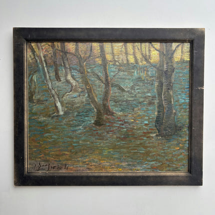 Refined Landscape Oil Painting "Woodland Trees" Rustic Large Art Holland Art Shop