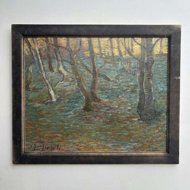 Refined Landscape Oil Painting "Woodland Trees" Rustic Large Art Holland Art Shop