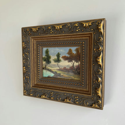 Detailed Landscape Oil Painting "Gilded Frame" Refined Small Art Holland Art Shop
