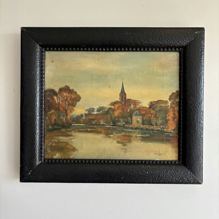 Traditional Landscape Oil Painting "Village Church" Authentic Art Holland Art Shop