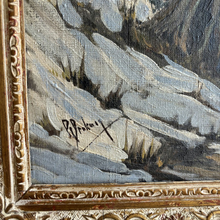 Original Winter Landscape Oil Painting "Snowy Bridge" Rustic Artwork Holland Art Shop