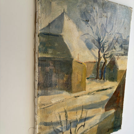 Rustic Winter Landscape Oil Painting "Bare Tree" Handcrafted Artwork Holland Art Shop