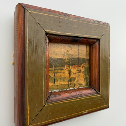 Traditional Landscape Oil Painting "Painted Frame" Authentic Small Artwork Holland Art Shop