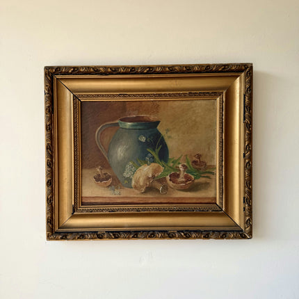 Around 1920 Refined Still Life Oil Painting "Blue Pitcher" Handcrafted Holland Art Shop