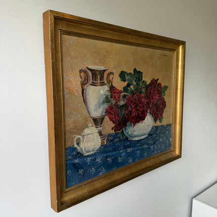 Refined Interior Oil Painting "Red Roses" Authentic Art Holland Art Shop