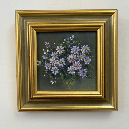 Refined Floral Still Life Oil Painting "Purple Daisies" Timeless Small Artwork Holland Art Shop